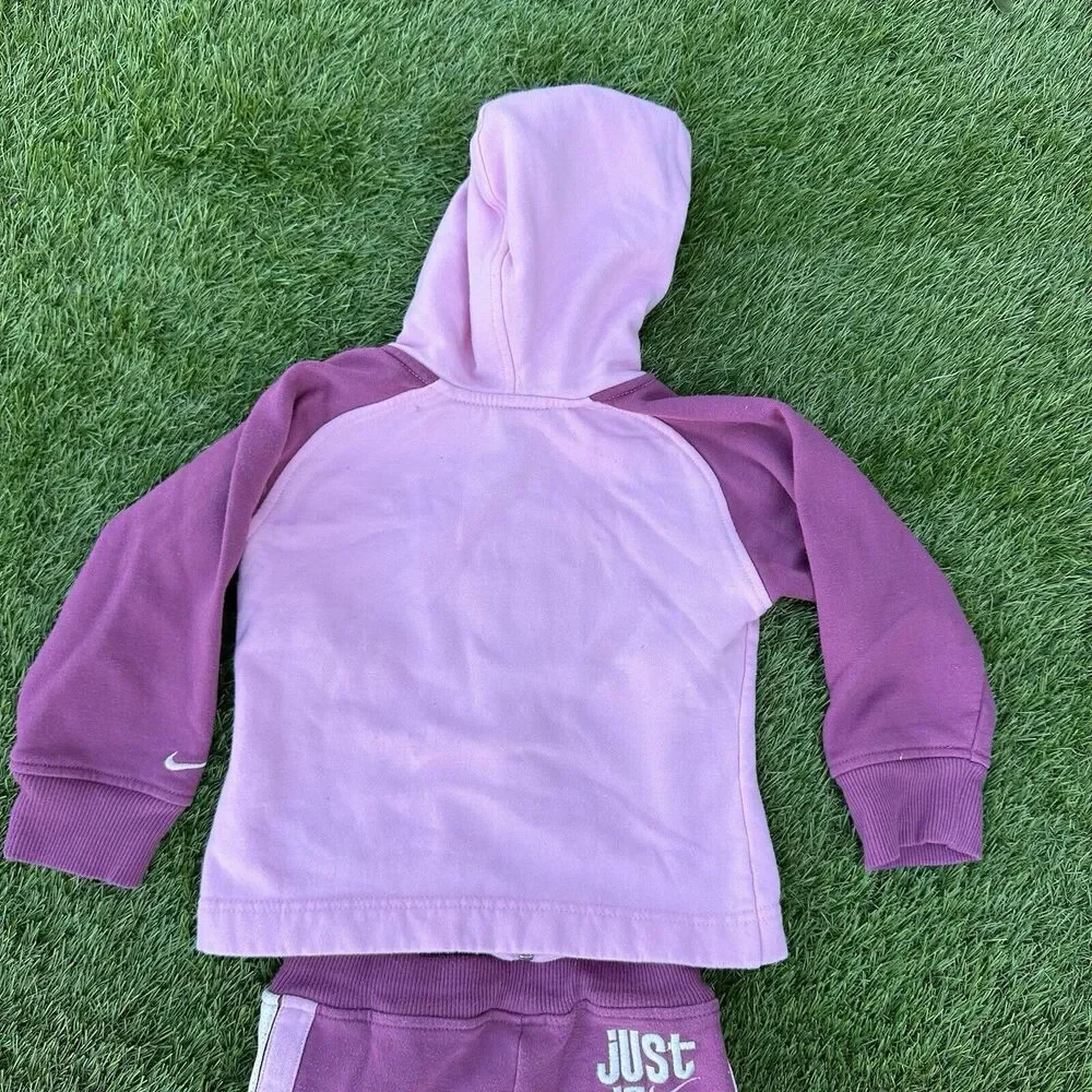 Vtg Y2K Nike Matching Outfit Sweatsuit Girls Size 4T 2 Piece Hoodie Joggers Pink